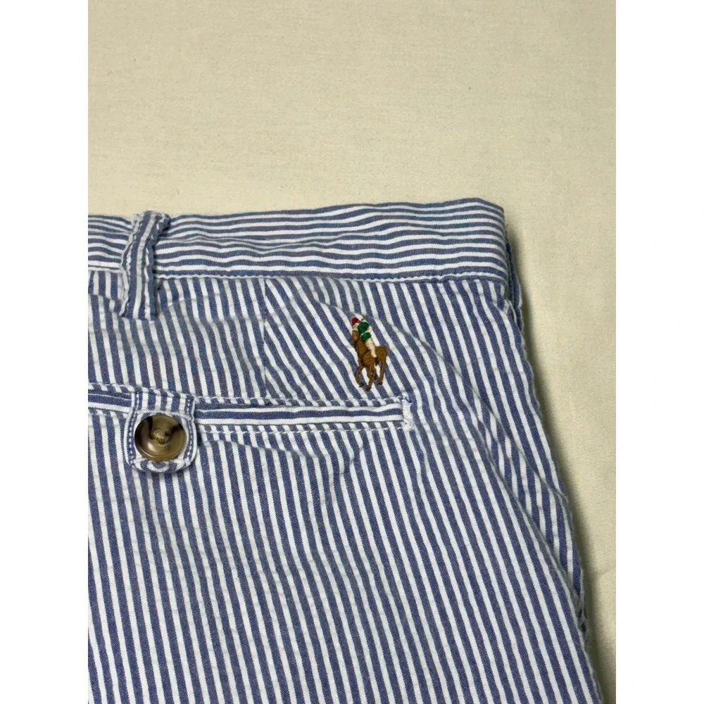 Polo Ralph Lauren Mens 40X9 Seersucker Shorts Blue White Striped Stretch Classic